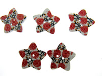 Star Shaped Floral Wooden Buttons with 2 Holes - 40 Buttons Clearance - 25mm