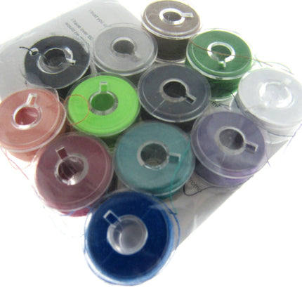 15K Plastic Bobbins with Assorted Thread Spun 120's Polyester Pack of 12