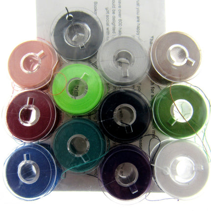 15K Plastic Bobbins with Assorted Thread Spun 120's Polyester Pack of 12