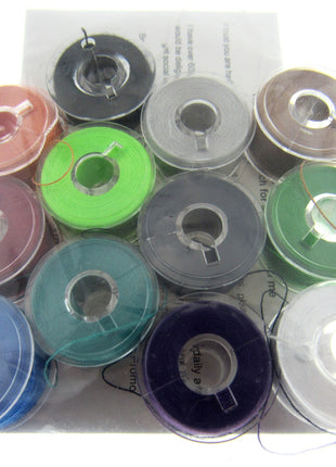 15K Plastic Bobbins with Assorted Thread Spun 120's Polyester Pack of 12