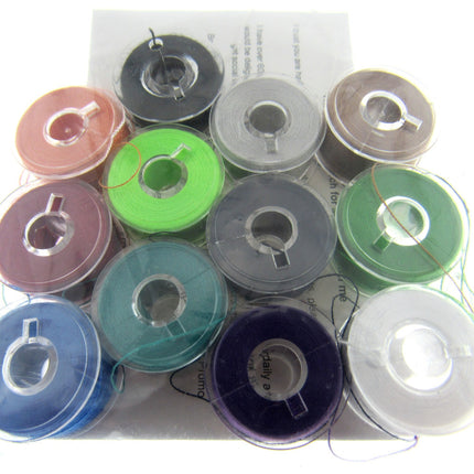 15K Plastic Bobbins with Assorted Thread Spun 120's Polyester Pack of 12