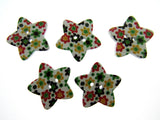Star Shaped Floral Wooden Buttons with 2 Holes - 50 Buttons Clearance - 25mm