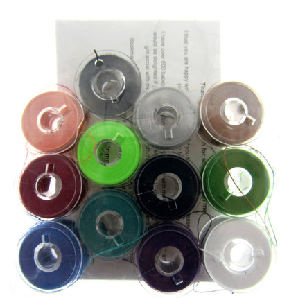 15K Plastic Bobbins with Assorted Thread Spun 120's Polyester Pack of 12