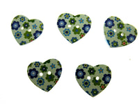 Heart Shaped Floral Wooden Buttons with 2 Holes - 50 Buttons Clearance - 25mm
