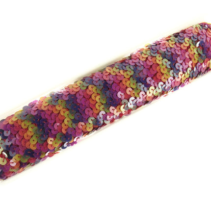 Stretch Sequin Rainbow Mermaid Trimming Braid - 44mm Wide - Elasticated - ThreadandTrimmings