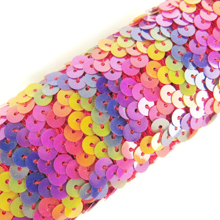 Stretch Sequin Rainbow Mermaid Trimming Braid - 44mm Wide - Elasticated - ThreadandTrimmings