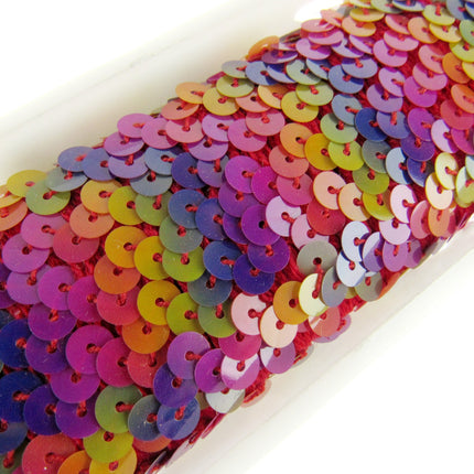Stretch Sequin Rainbow Mermaid Trimming Braid - 44mm Wide - Elasticated - ThreadandTrimmings