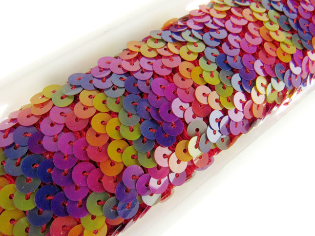 Stretch Sequin Rainbow Mermaid Trimming Braid - 44mm Wide - Elasticated - ThreadandTrimmings