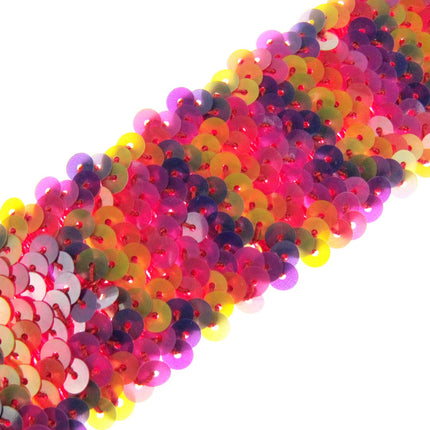 Stretch Sequin Rainbow Mermaid Trimming Braid - 44mm Wide - Elasticated - ThreadandTrimmings