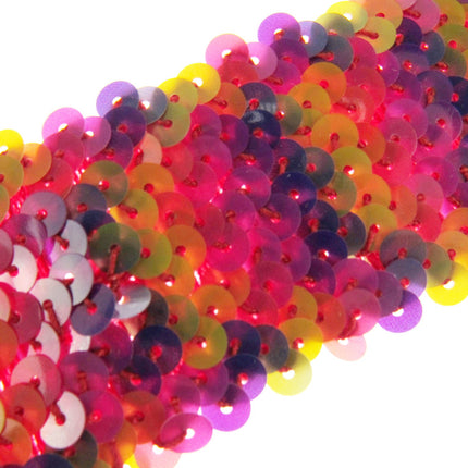 Stretch Sequin Rainbow Mermaid Trimming Braid - 44mm Wide - Elasticated - ThreadandTrimmings