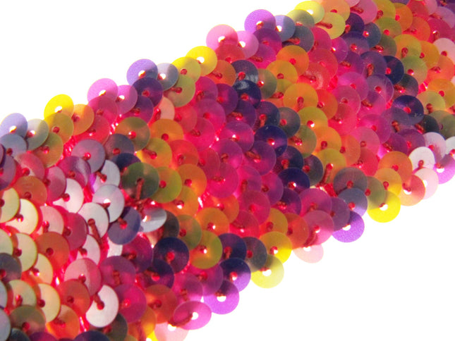 Stretch Sequin Rainbow Mermaid Trimming Braid - 44mm Wide - Elasticated - ThreadandTrimmings