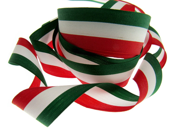 Italian National Ribbon in Green, White & Red - A Nice Italian Patriotic Ribbon - ThreadandTrimmings