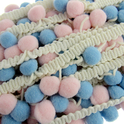 Bright Colourful Pom Pom Trimming Braid - 10mm Balls - 25mm Drop