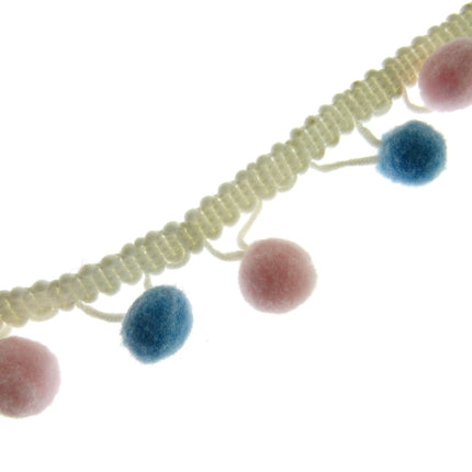 Bright Colourful Pom Pom Trimming Braid - 10mm Balls - 25mm Drop
