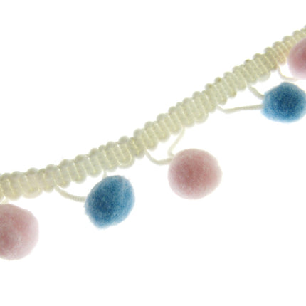 Bright Colourful Pom Pom Trimming Braid - 10mm Balls - 25mm Drop