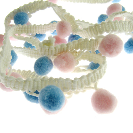 Bright Colourful Pom Pom Trimming Braid - 10mm Balls - 25mm Drop