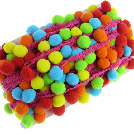 Bright Colourful Pom Pom Trimming Braid - 10mm Balls - 25mm Drop