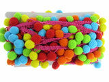 Bright Colourful Pom Pom Trimming Braid - 10mm Balls - 25mm Drop