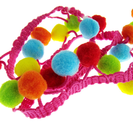 Bright Colourful Pom Pom Trimming Braid - 10mm Balls - 25mm Drop