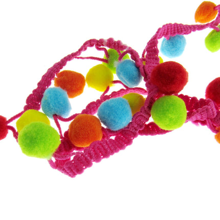 Bright Colourful Pom Pom Trimming Braid - 10mm Balls - 25mm Drop