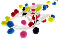 Bright Colourful Pom Pom Trimming Braid - 10mm Balls - 25mm Drop