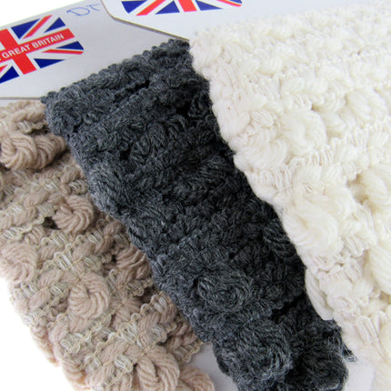 Woolen Braided Fringe Trimmings - Natural Colour Mix - 25mm - Trim By The Meter