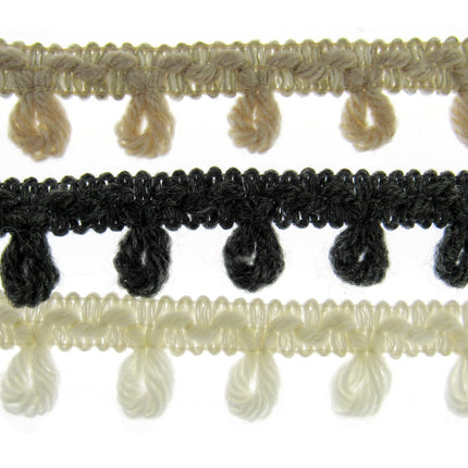 Woolen Braided Fringe Trimmings - Natural Colour Mix - 25mm - Trim By The Meter