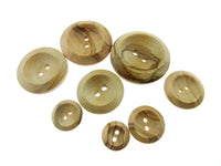 Round "Olive Wood" Buttons with 2 Holes & Wedge Rim -Made from Olive Wood - CW3X