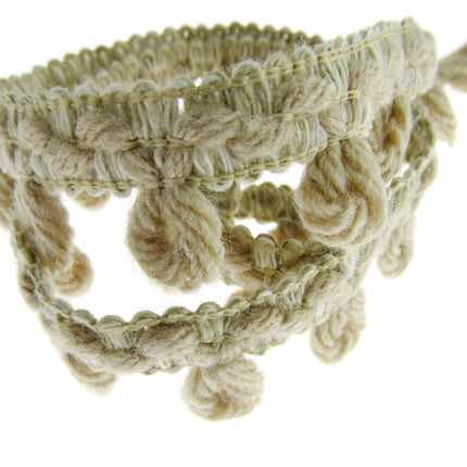 Woolen Braided Fringe Trimmings - Natural Colour Mix - 25mm - Trim By The Meter