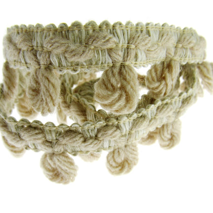 Woolen Braided Fringe Trimmings - Natural Colour Mix - 25mm - Trim By The Meter