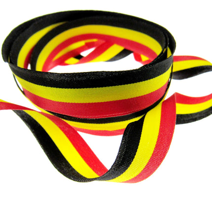 Black, Red, Yellow Striped Ribbon - German or Belgium Colours - ThreadandTrimmings