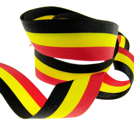 Black, Red, Yellow Striped Ribbon - German or Belgium Colours - ThreadandTrimmings