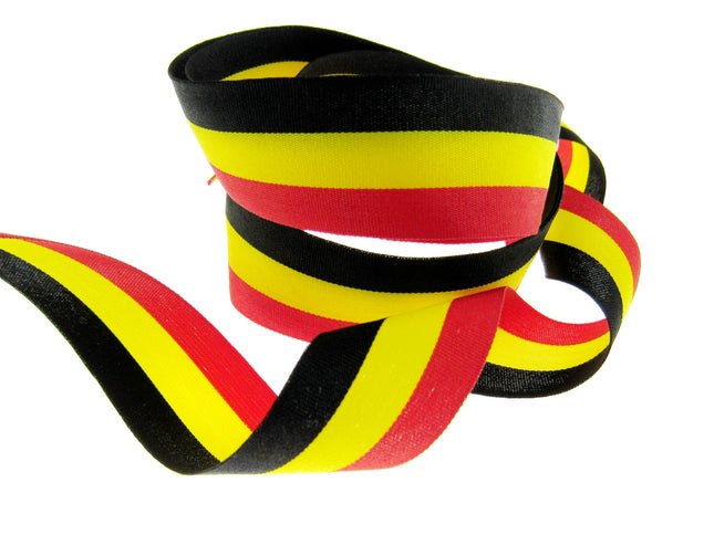 Black, Red, Yellow Striped Ribbon - German or Belgium Colours - ThreadandTrimmings
