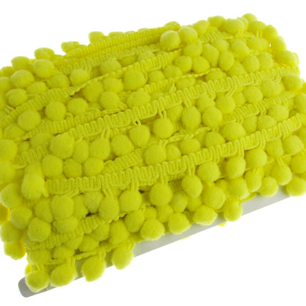 Bright Pom Pom Trimming Fringe Braid 10mm Balls 25mm Drop 25 Colours - By Meter - ThreadandTrimmings