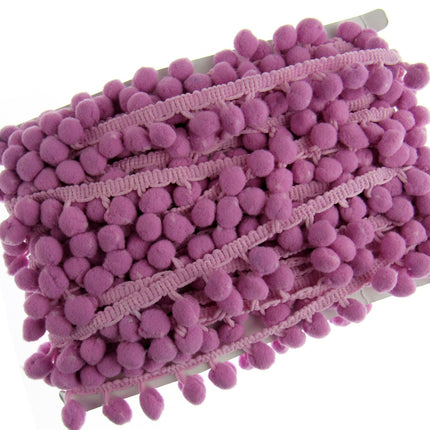 Bright Pom Pom Trimming Fringe Braid 10mm Balls 25mm Drop 25 Colours - By Meter - ThreadandTrimmings
