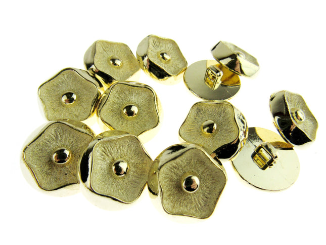 Round Gold Poppy Button Plastic Button With Shank 3 Sizes Choose Pack Size CX25