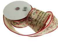 Wired Burlap Merry Christmas Ribbon Have a Holy & Jolly Christmas 25mm/38mm/63mm