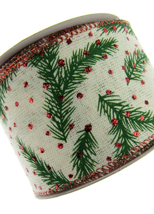 Wired Christmas Ribbon Design 38mm/63mm - 2 Meter Length 46084