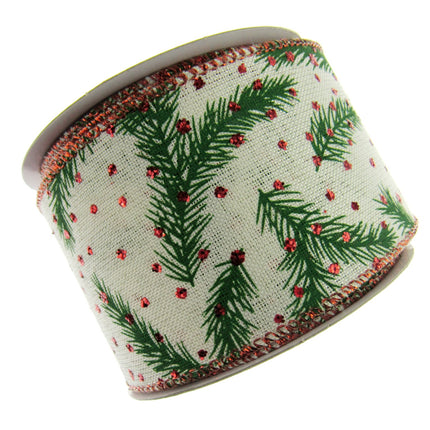 Wired Christmas Ribbon Design 38mm/63mm - 2 Meter Length 46084