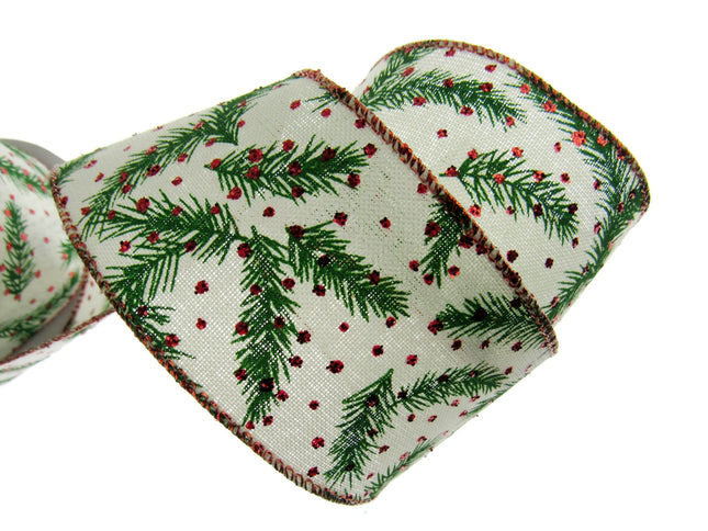 Wired Christmas Ribbon Design 38mm/63mm - 2 Meter Length 46084