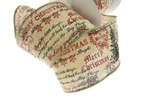 Wired Burlap Merry Christmas Ribbon 25mm / 38mm / 63mm - 2m lengths - 46037