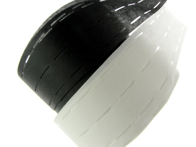Heavy Fusible Slotted Waist Banding Interfacing - 80mm Wide - Black / White - ThreadandTrimmings