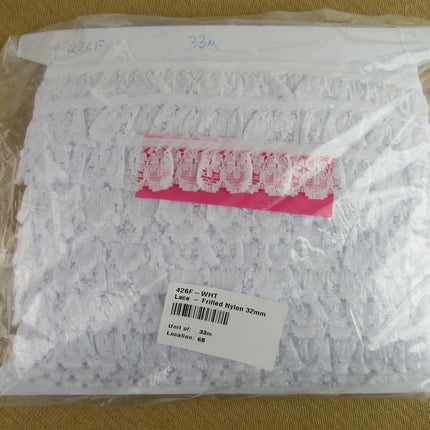 Gathered Frilled Lace with Daisy Chain - 32mm / 1.25" - Nottingham Lace - 426F