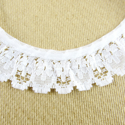 Gathered Frilled Lace with Daisy Chain - 32mm / 1.25" - Nottingham Lace - 426F
