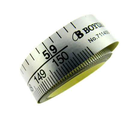 Self Adhesive Tape Measure on Silver Coloured Plastic Coated Paper - 150cm Long