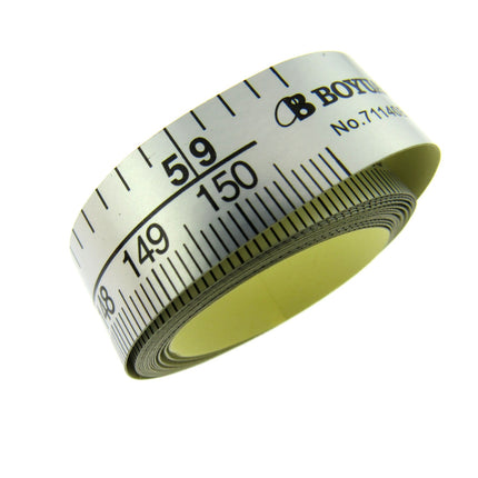 Self Adhesive Tape Measure on Silver Coloured Plastic Coated Paper - 150cm Long