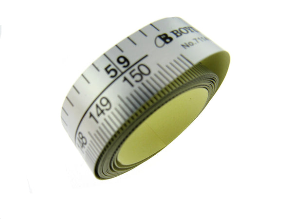 Self Adhesive Tape Measure on Silver Coloured Plastic Coated Paper - 1 –  ThreadandTrimmings
