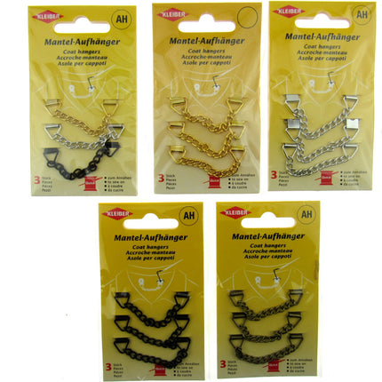 Coat Hanger Chains 3 Pieces Per Card by Kleiber Mantel Aufhanger Sew On - ThreadandTrimmings