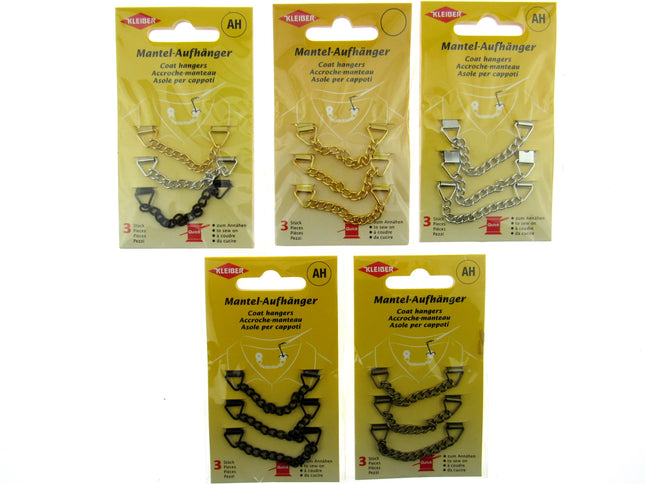 Coat Hanger Chains 3 Pieces Per Card by Kleiber Mantel Aufhanger Sew On - ThreadandTrimmings