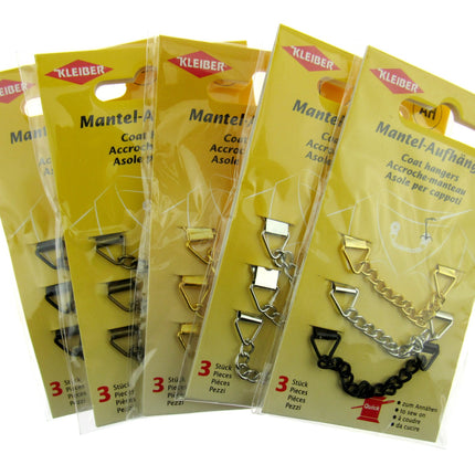 Coat Hanger Chains 3 Pieces Per Card by Kleiber Mantel Aufhanger Sew On - ThreadandTrimmings